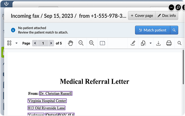 Patient matching entry point in the Collaborative Health Record