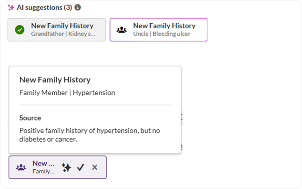 AI agent family-history feature in the Collaborative Health Record