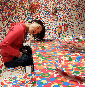 Exploring a colorful museum installation